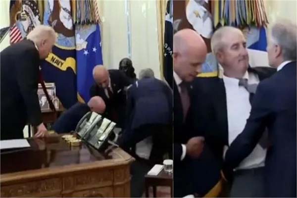 وائٹ ہاوس میں ہڑکمپ:ٹرمپ کے پروگرام کےدوران پیچھےکھڑا شخص بے ہوش ہو کر گرا، جانیں پھر کیا ہوا