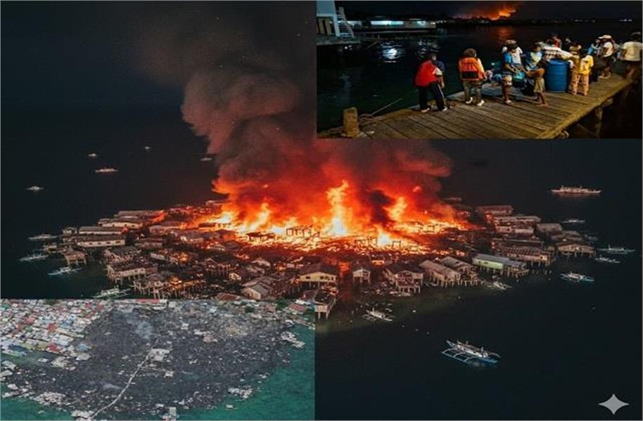 سمندر کے بیچ آگ کا قہر: فلپائن میں ایک ہزار گھر جل کر راکھ، مچی چیخ و پکار