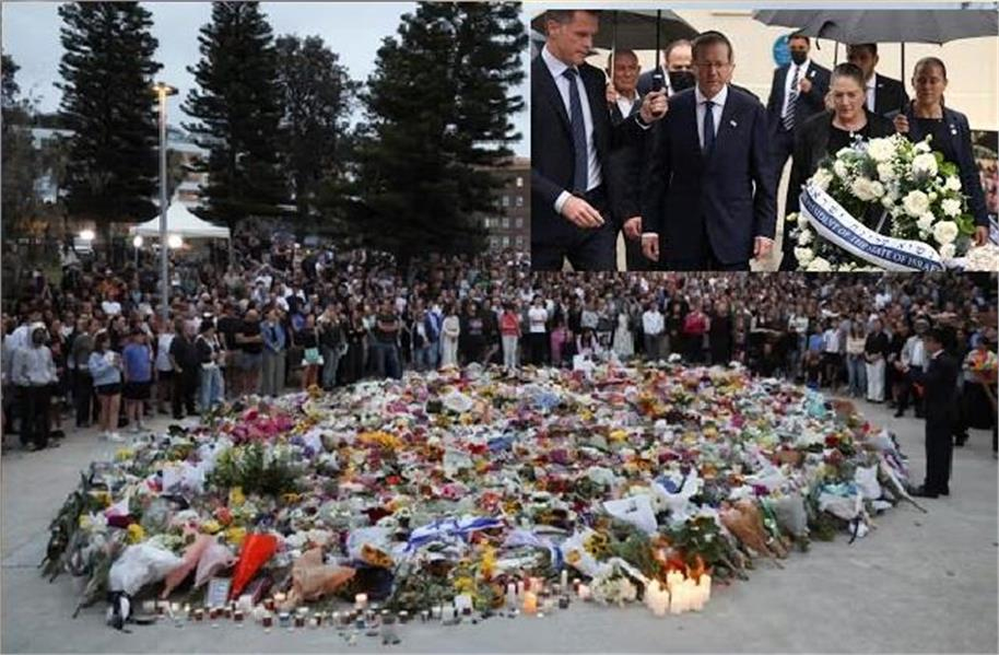 آسٹریلیا میں بانڈی بیچ قتل عام کی جگہ پر پہنچے اسرائیلی صدر، متاثرین کو خراج عقیدت پیش کیا