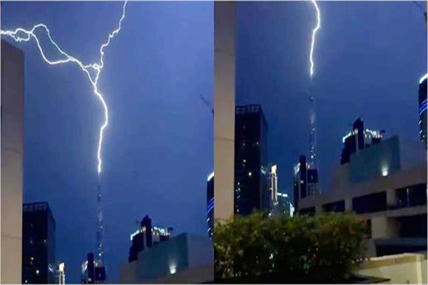 قدرت کا قہر یا حیران کن منظر؟ برج خلیفہ کی چوٹی پر گری آسمانی بجلی، سامنے آیا روںگٹے کھڑے کر دینے والا ویڈیو