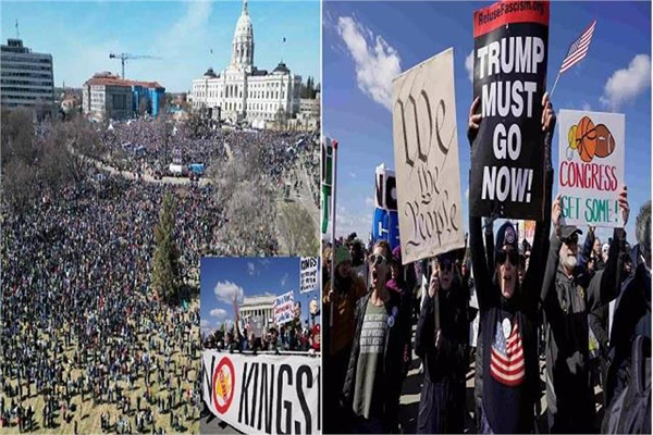 امریکہ سے یورپ تک ٹرمپ کے خلاف نو کنگز تحریک: ایران کی حمایت میں سڑکوں پر نکل آئے لاکھوں لوگ (ویڈیو)